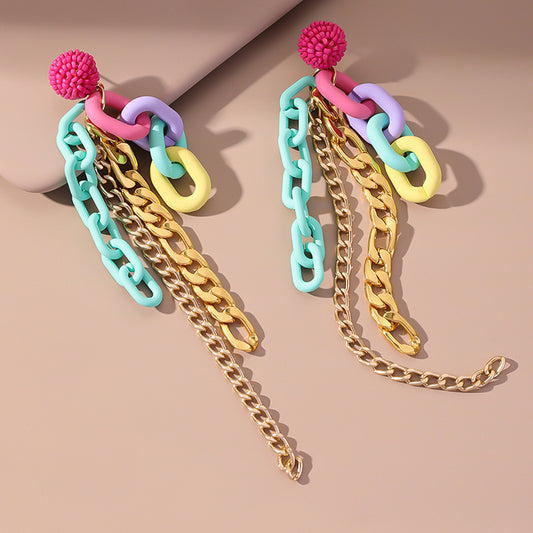 Bohemian Colorful Flower Tassel Earrings