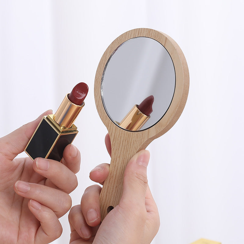 Wooden Handheld Cosmetic Mirror