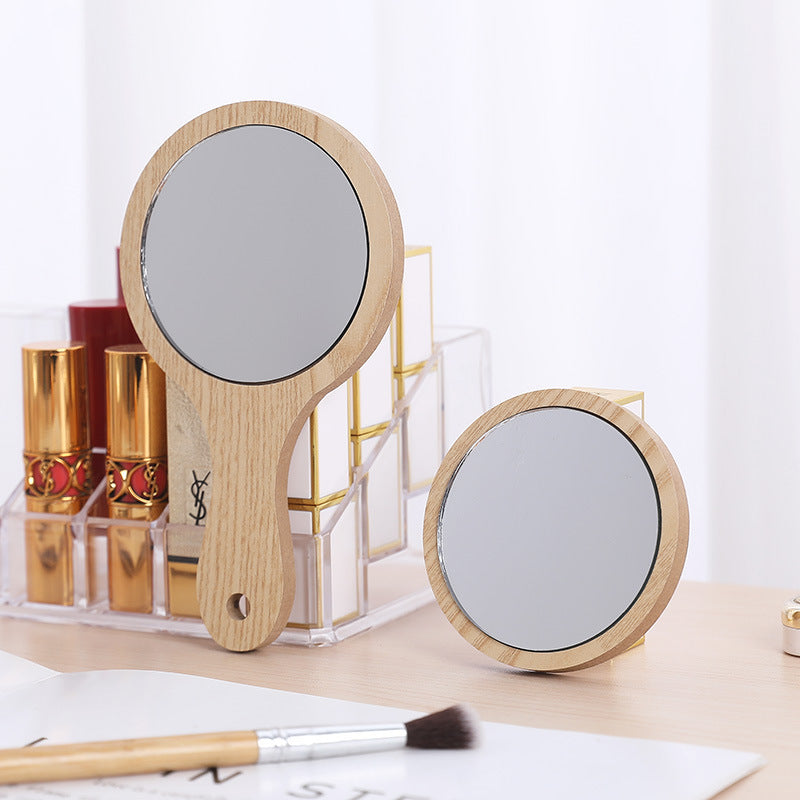 Wooden Handheld Cosmetic Mirror