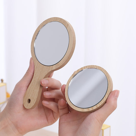 Wooden Handheld Cosmetic Mirror