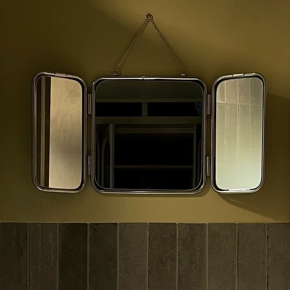 Modern Metal Trifold Mirror