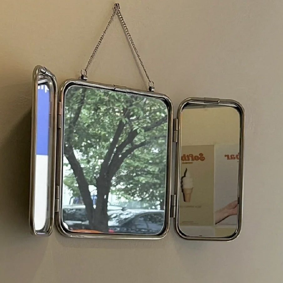 Modern Metal Trifold Mirror