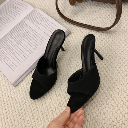 Women's Soft Leather High Heel Slippers