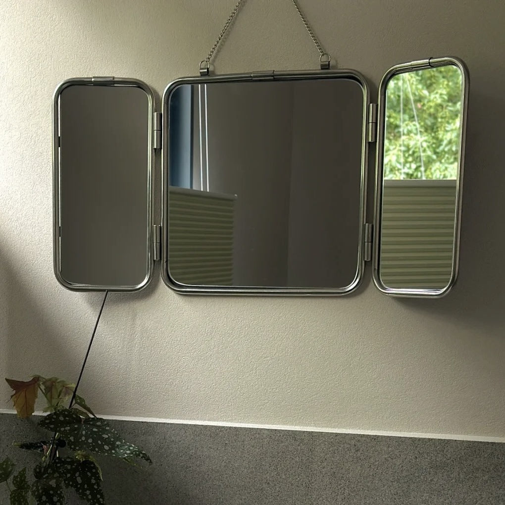 Modern Metal Trifold Mirror