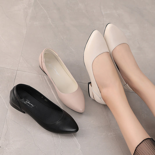 Cowhide Flat Pointed Shoes