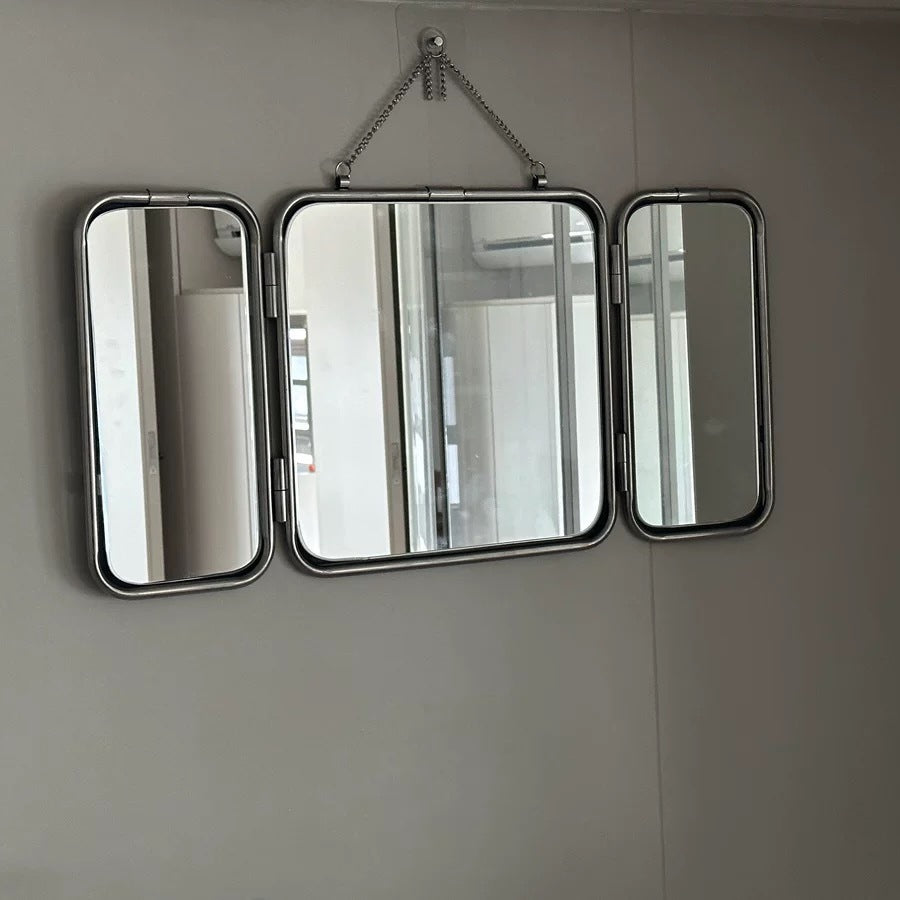 Modern Metal Trifold Mirror